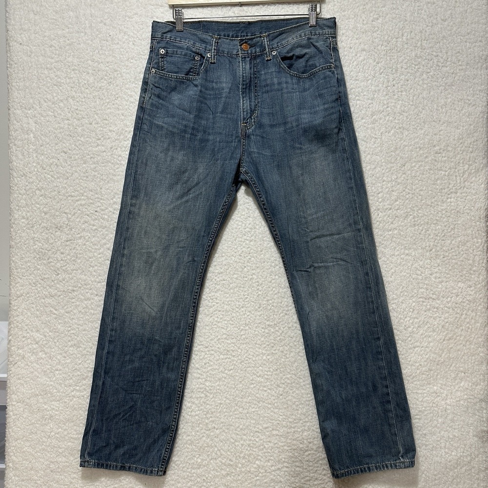 Levi's 505 Regular Fit Straight Leg Jeans Men's Blue Faded Denim Size 34